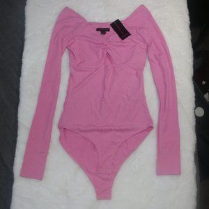 Material Girl Ribbed Ruched Keyhole Bodysuit